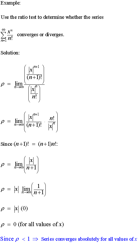 Infinite Series: Ratio Test for Convergence