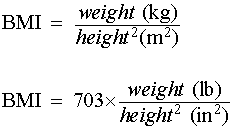 Calculation Of Body Mass Index Bmi